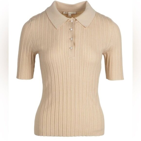 MAJE Ribbed Polo Sweater Top Wool-Blend Size 1 - Picture 1 of 2